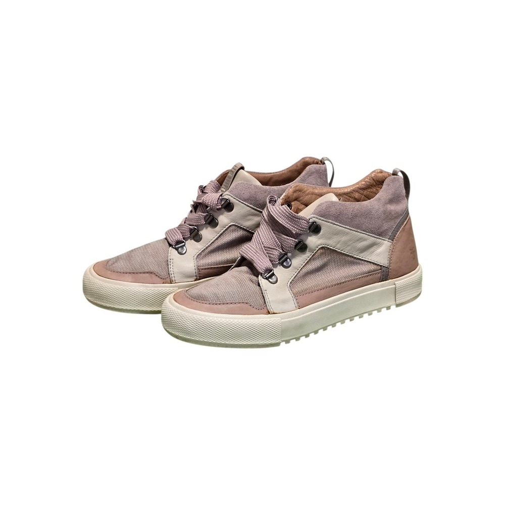 Frye Gia Lug Trail Sneakers Women 8 Mauve Cream Mixed Media Suede